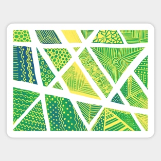 Geometric doodles - green and yellow Magnet